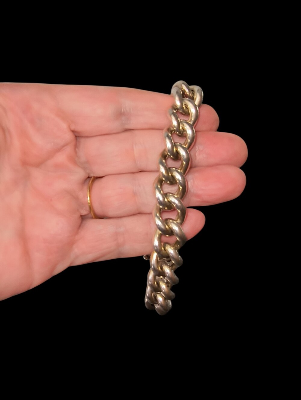 Italian Very Heavy Sterling Silver Curb Link Chain Bracelet Unisex - Picture 6 of 9